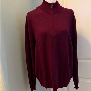 Brooks Brothers Merino Wool 1/4 Zip Sweater in Deep Purple/Burgandy